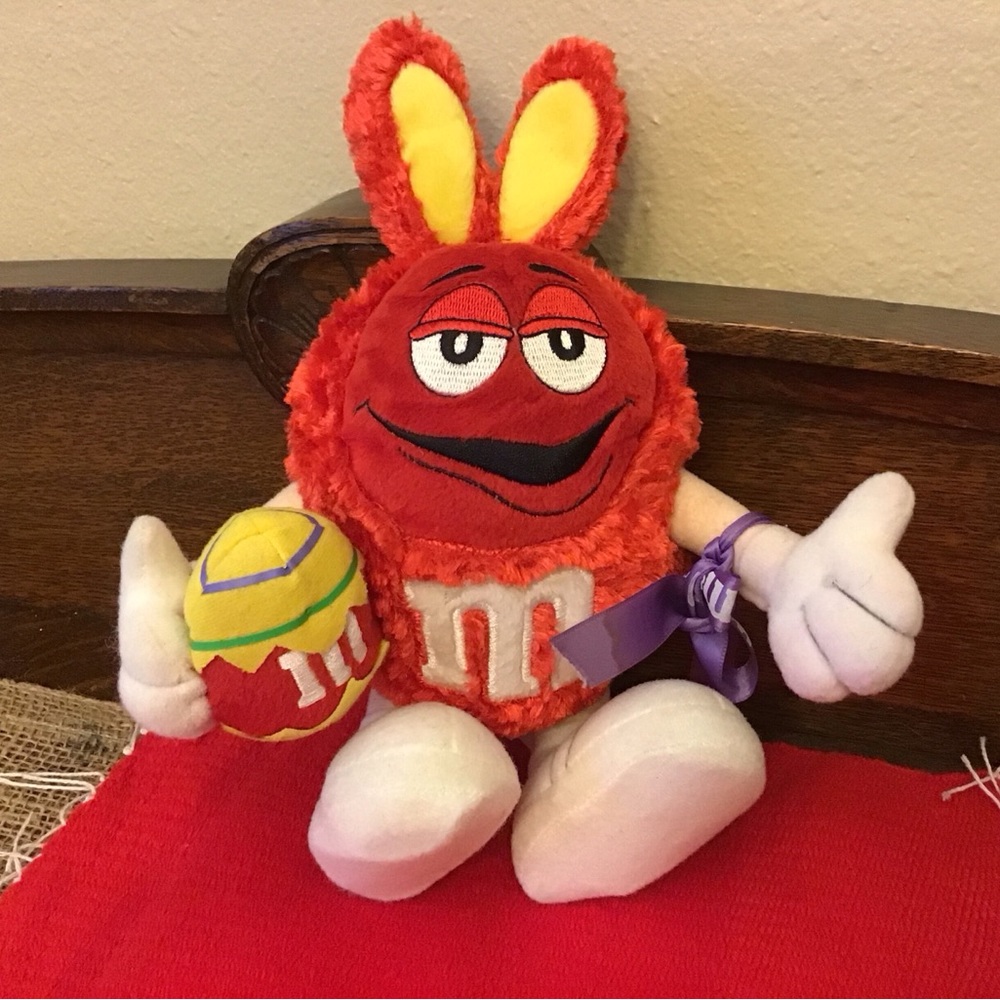 Vintage 2004 M & M red plush Easter bunny